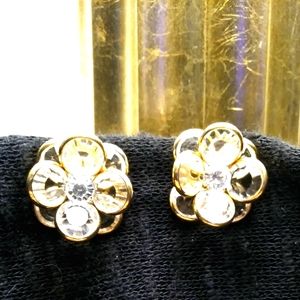 18K Rose Gold Rainbow Diamond Clip On Earrings